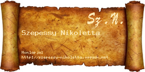Szepessy Nikoletta névjegykártya